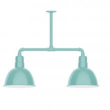 Montclair Light Works MSD116-48-T24-L12 - 12" Deep Bowl shade, 2-light LED Stem Hung Pendant, Sea Green