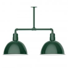 Montclair Light Works MSD117-42-T30-L13 - 16" Deep Bowl shade, 2-light LED Stem Hung Pendant, Forest Green