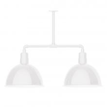 Montclair Light Works MSD117-44-T24-L13 - 16" Deep Bowl shade, 2-light LED Stem Hung Pendant, White