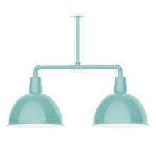 Montclair Light Works MSD117-48-T36-L13 - 16" Deep Bowl shade, 2-light LED Stem Hung Pendant, Sea Green