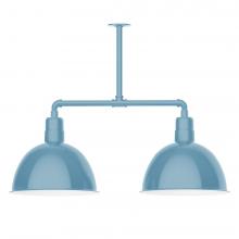 Montclair Light Works MSD117-54-T24-L13 - 16" Deep Bowl shade, 2-light LED Stem Hung Pendant, Light Blue