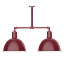 Montclair Light Works MSD117-55-T24-L13 - 16" Deep Bowl shade, 2-light LED Stem Hung Pendant, Barn Red