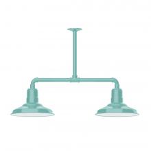 Montclair Light Works MSD182-48-T48-L12 - 12" Warehouse shade, 2-light LED Stem Hung Pendant, Sea Green