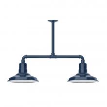 Montclair Light Works MSD182-50-L12 - 12" Warehouse shade, 2-light LED Stem Hung Pendant, Navy