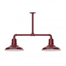 Montclair Light Works MSD182-55-T36-L12 - 12" Warehouse shade, 2-light LED Stem Hung Pendant, Barn Red