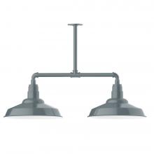 Montclair Light Works MSD184-40-T48-L13 - 16" Warehouse shade, 2-light LED Stem Hung Pendant, Slate Gray