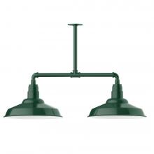 Montclair Light Works MSD184-42-T36-L13 - 16" Warehouse shade, 2-light LED Stem Hung Pendant, Forest Green