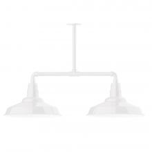 Montclair Light Works MSD184-44-T36-L13 - 16" Warehouse shade, 2-light LED Stem Hung Pendant, White