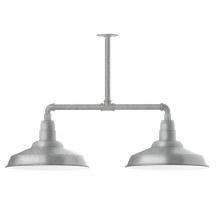 Montclair Light Works MSD184-49-T48-L13 - 16" Warehouse shade, 2-light LED Stem Hung Pendant, Painted Galvanized