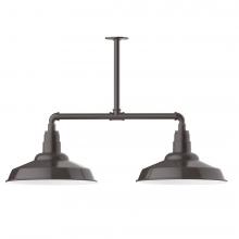 Montclair Light Works MSD184-51-L13 - 16" Warehouse shade, 2-light LED Stem Hung Pendant, Architectural Bronze