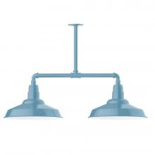 Montclair Light Works MSD184-54-T30-L13 - 16" Warehouse shade, 2-light LED Stem Hung Pendant, Light Blue