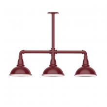 Montclair Light Works MSK105-55 - Cafe 8" 3-light Stem Hung Pendant Light