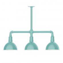 Montclair Light Works MSK114-48-T36-L10 - 8" Deep Bowl shade, 3-light LED Stem Hung Pendant, Sea Green