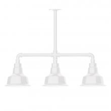 Montclair Light Works MSK180-44-T24-L10 - 8" Warehouse shade, 3-light LED Stem Hung Pendant, White