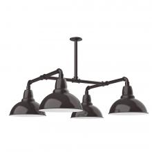 Montclair Light Works MSP106-51-T30-L12 - 12" Cafe shade, 4-light LED Stem Hung Pendant, Architectural Bronze