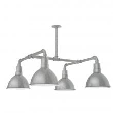 Montclair Light Works MSP115-49-L12 - 10" Deep Bowl shade, 4-light LED Stem Hung Pendant, Painted Galvanized