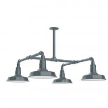 Montclair Light Works MSP181-40-T24-L12 - 10" Warehouse shade, 4-light LED Stem Hung Pendant, Slate Gray