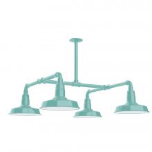 Montclair Light Works MSP181-48-T48-L12 - 10" Warehouse shade, 4-light LED Stem Hung Pendant, Sea Green