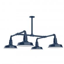 Montclair Light Works MSP181-50-T36-L12 - 10" Warehouse shade, 4-light LED Stem Hung Pendant, Navy