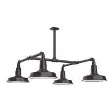 Montclair Light Works MSP181-51-T48-L12 - 10" Warehouse shade, 4-light LED Stem Hung Pendant, Architectural Bronze