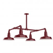 Montclair Light Works MSP181-55-L12 - 10" Warehouse shade, 4-light LED Stem Hung Pendant, Barn Red