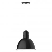 Montclair Light Works PEB116-41-C20-L12 - 12" Deep Bowl shade, LED Pendant with white solid fabric cord and canopy, Black