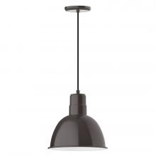 Montclair Light Works PEB116-51-L12 - 12" Deep Bowl shade, LED Pendant with black cord and canopy, Architectural Bronze