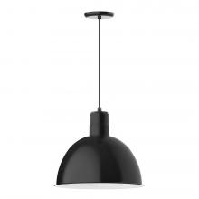 Montclair Light Works PEB117-41-C20-L13 - 16" Deep Bowl shade, LED Pendant with white solid fabric cord and canopy, Black