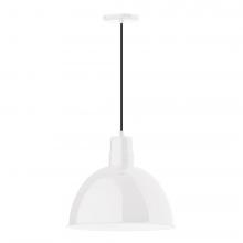 Montclair Light Works PEB117-44-C21-L13 - 16" Deep Bowl shade, LED Pendant with white cord and canopy, White