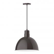 Montclair Light Works PEB117-51-C02-L13 - 16" Deep Bowl shade, LED Pendant with black solid fabric cord and canopy, Architectural Bronze