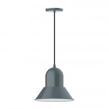 Montclair Light Works PEB123-40-C20-L12 - 12" Prima shade, LED Pendant with white solid fabric cord and canopy, Slate Gray