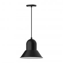 Montclair Light Works PEB123-41-C02-L12 - 12" Prima shade, LED Pendant with black solid fabric cord and canopy, Black