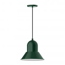 Montclair Light Works PEB123-42-C26-L12 - 12" Prima shade, LED Pendant with ivory fabric cord and canopy, Forest Green