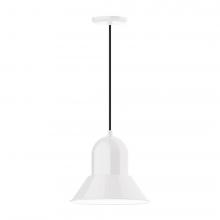 Montclair Light Works PEB123-44-C26-L12 - 12" Prima shade, LED Pendant with ivory fabric cord and canopy, White