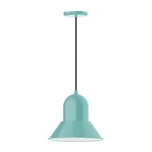 Montclair Light Works PEB123-48-C16-L12 - 12" Prima shade, LED Pendant with navy mini tweed fabric cord and canopy, Sea Green