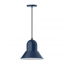 Montclair Light Works PEB123-50-C16-L12 - 12" Prima shade, LED Pendant with navy mini tweed fabric cord and canopy, Navy