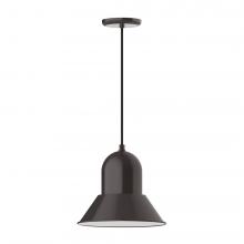 Montclair Light Works PEB123-51-C12-L12 - 12" Prima shade, LED Pendant with gray solid fabric cord and canopy, Architectural Bronze