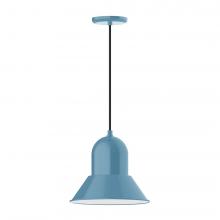 Montclair Light Works PEB123-54-C12-L12 - 12" Prima shade, LED Pendant with gray solid fabric cord and canopy, Light Blue