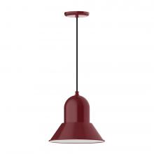 Montclair Light Works PEB123-55-C26-L12 - 12" Prima shade, LED Pendant with ivory fabric cord and canopy, Barn Red