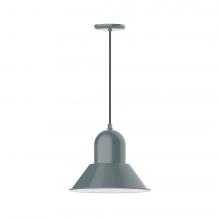 Montclair Light Works PEB124-40-C16-L13 - 14" Prima shade, LED Pendant with navy mini tweed fabric cord and canopy, Slate Gray