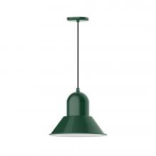 Montclair Light Works PEB124-42-L13 - 14" Prima shade, LED Pendant with black cord and canopy, Forest Green