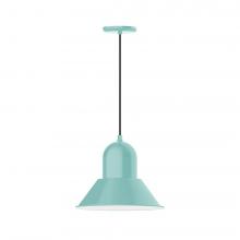 Montclair Light Works PEB124-48-L13 - 14" Prima shade, LED Pendant with black cord and canopy, Sea Green