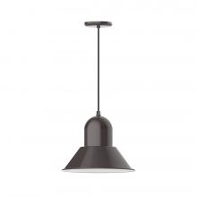 Montclair Light Works PEB124-51-C16-L13 - 14" Prima shade, LED Pendant with navy mini tweed fabric cord and canopy, Architectural Bronze