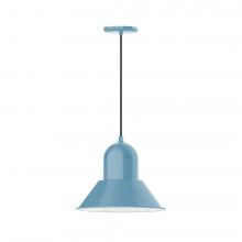 Montclair Light Works PEB124-54-C26-L13 - 14" Prima shade, LED Pendant with ivory fabric cord and canopy, Light Blue