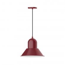 Montclair Light Works PEB124-55-L13 - 14" Prima shade, LED Pendant with black cord and canopy, Barn Red