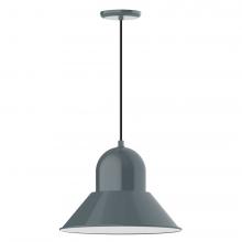 Montclair Light Works PEB125-40-C22-L13 - 16" Prima shade, LED Pendant with white and gray dot fabric cord and canopy, Slate Gray