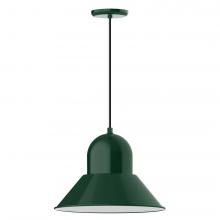 Montclair Light Works PEB125-42-C02-L13 - 16" Prima shade, LED Pendant with black solid fabric cord and canopy, Forest Green