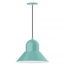 Montclair Light Works PEB125-48-C16-L13 - 16" Prima shade, LED Pendant with navy mini tweed fabric cord and canopy, Sea Green