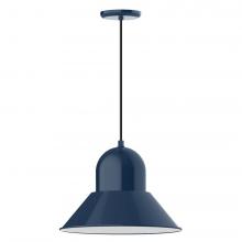 Montclair Light Works PEB125-50-L13 - 16" Prima shade, LED Pendant with black cord and canopy, Navy