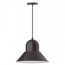 Montclair Light Works PEB125-51-C01-L13 - 16" Prima shade, LED Pendant with brown and ivory houndstooth fabric cord and canopy